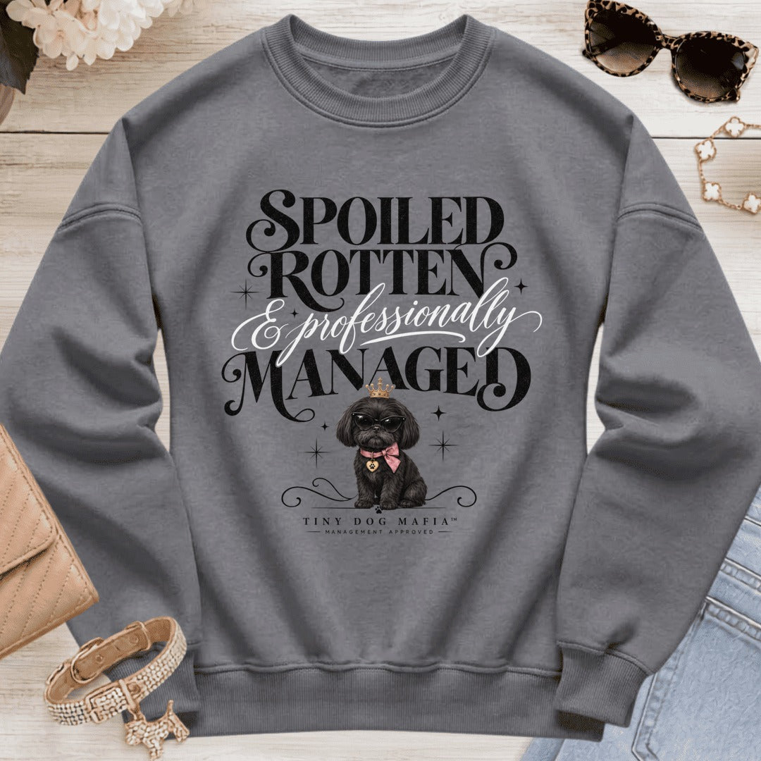 Shih Tzu Black - Spoiled & Managed - Graphite Heather