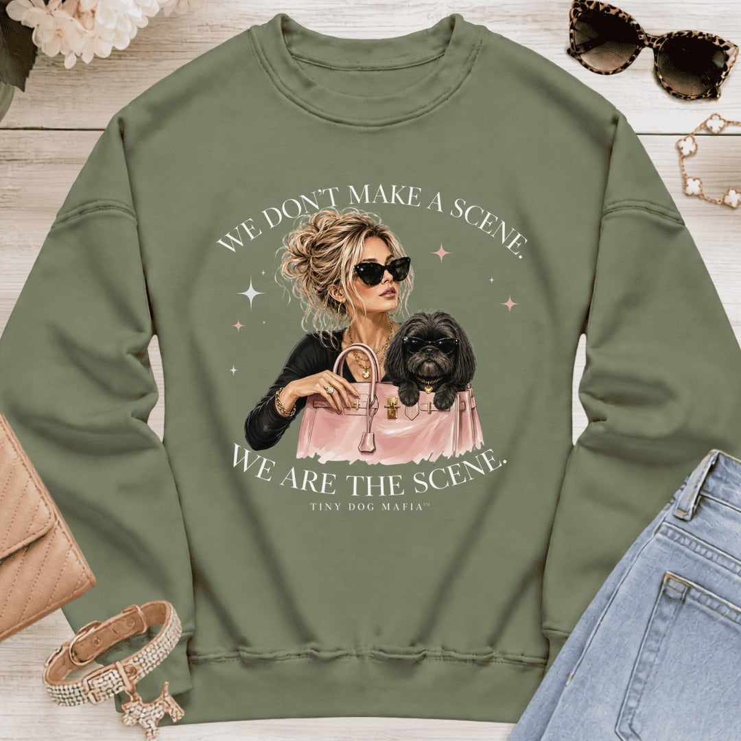 Shih Tzu Black - We Are The Scene | Sweatshirt - Military Green