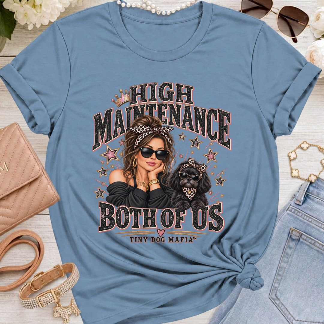 Shih Tzu Black (Bow) - High Maintenance Both of Us - Brunette - Lavender Blue