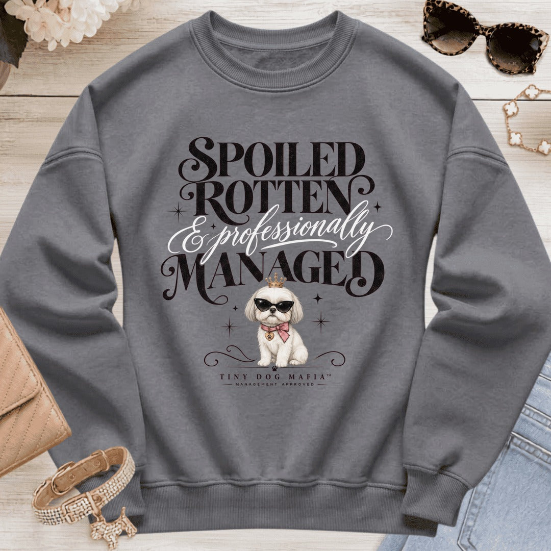 Shih Tzu White - Spoiled & Managed - Graphite Heather