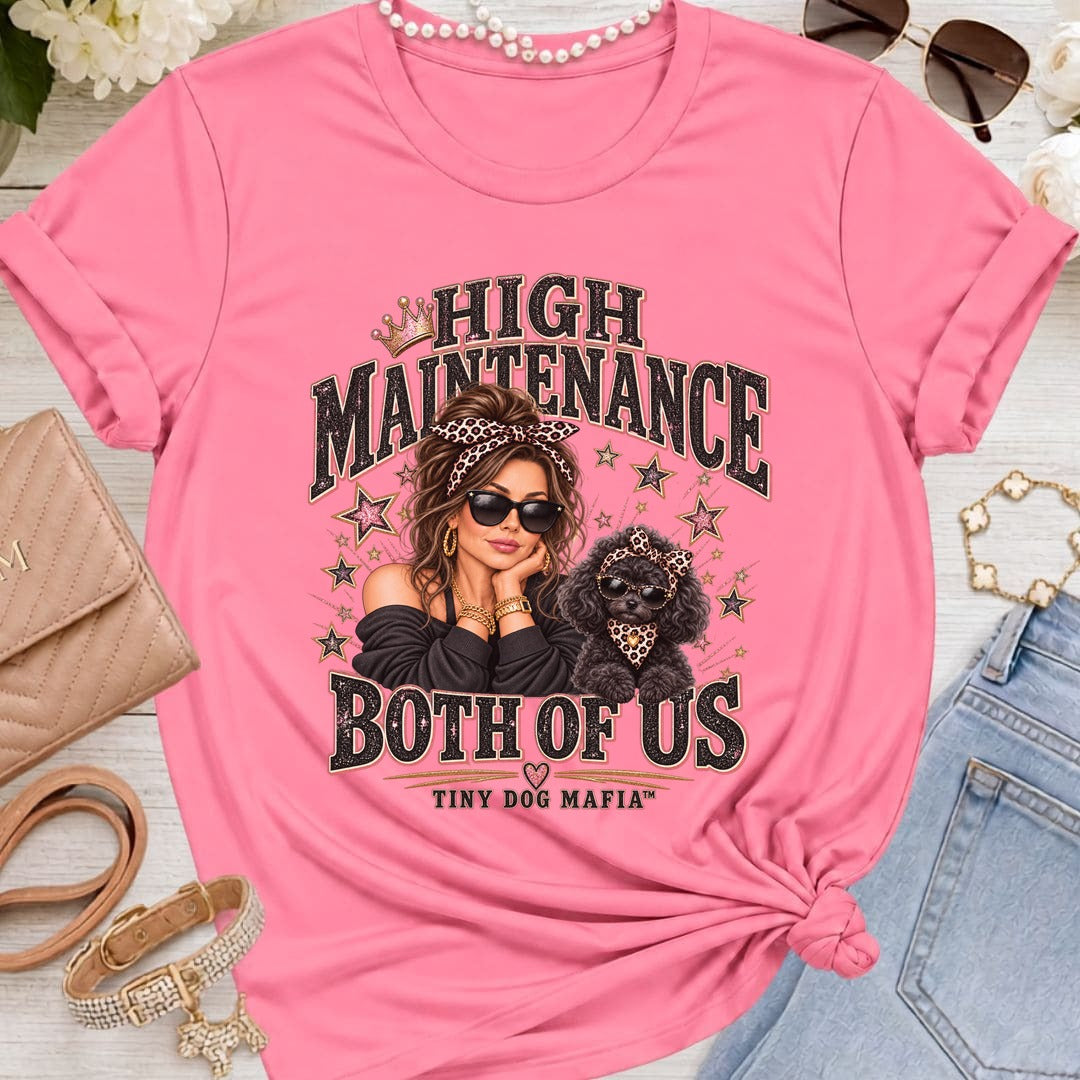 Toy Poodle Black (Bow) - High Maintenance Both of Us - Brunette - Charity Pink