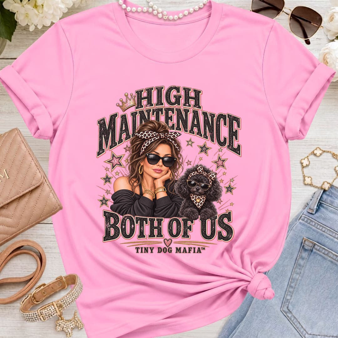Toy Poodle Black (Bow) - High Maintenance Both of Us - Brunette - Heather Bubble Gum