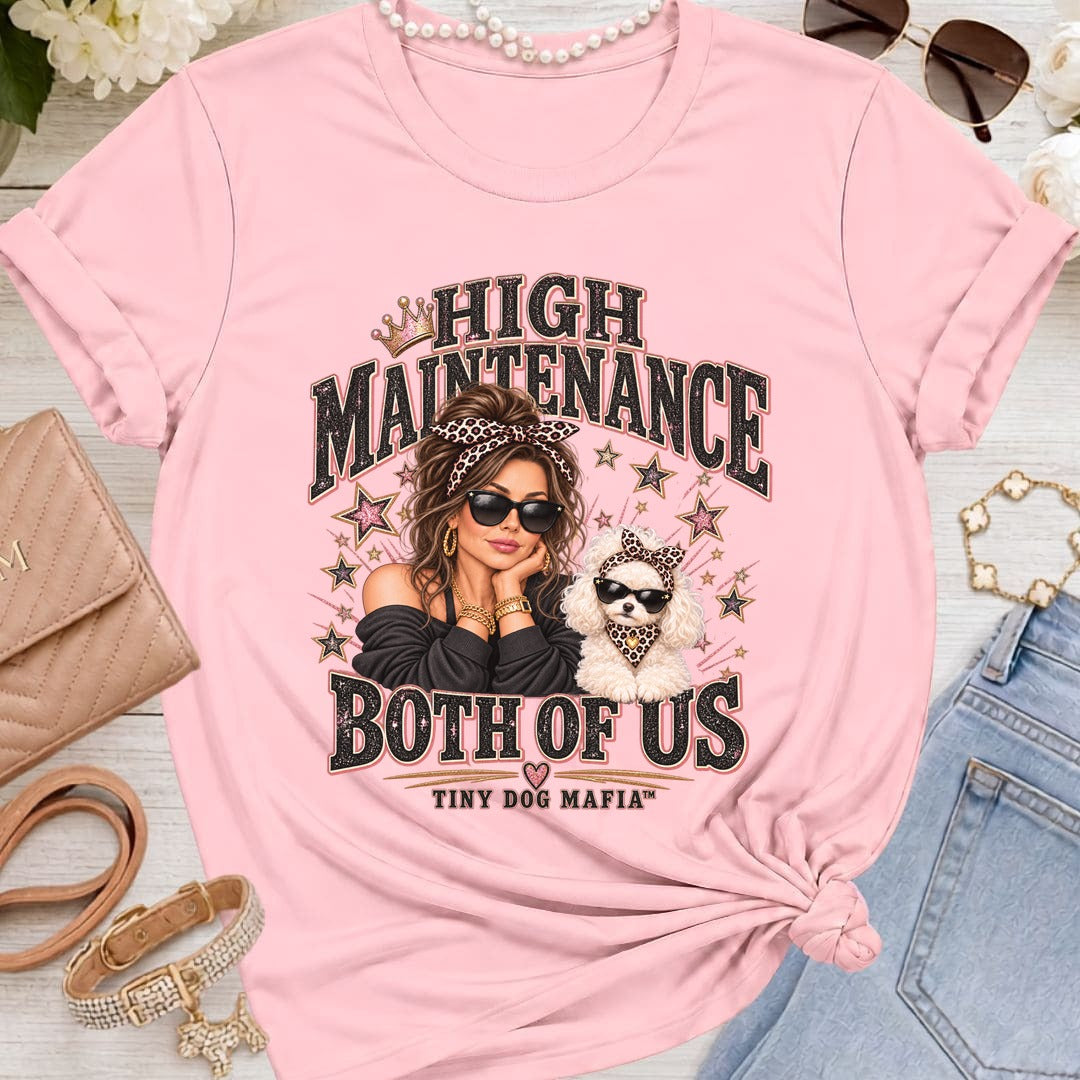 Toy Poodle White (Bow) - High Maintenance Both of Us - Brunette - Pink