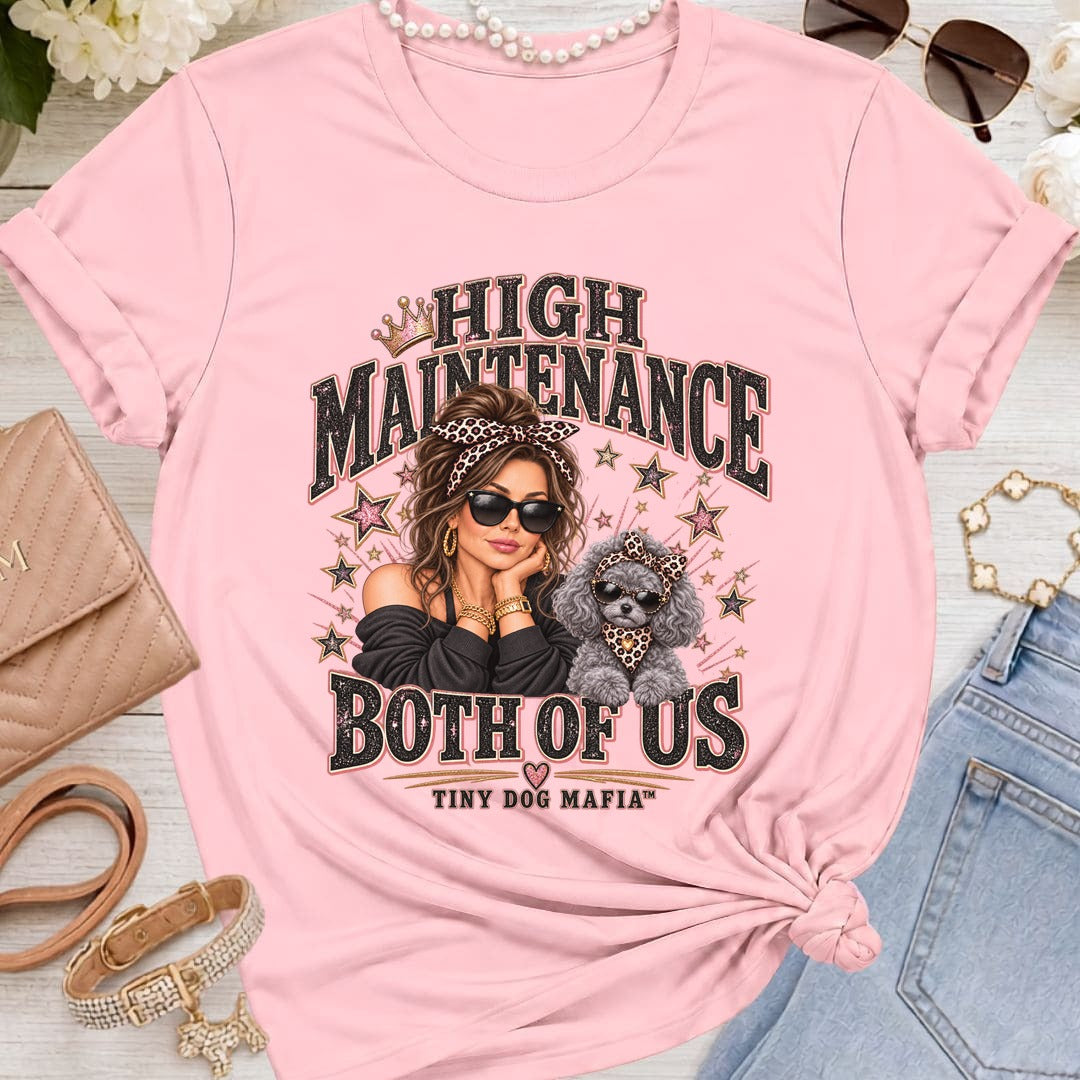 Toy Poodle White (Bow) (2) - High Maintenance Both of Us - Brunette - Pink