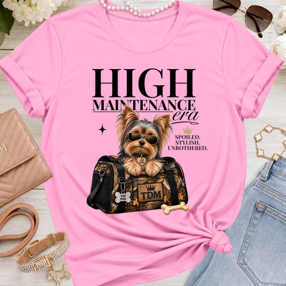 Yorkie | High Maintenance Camo T-Shirt - Heather Bubble Gum