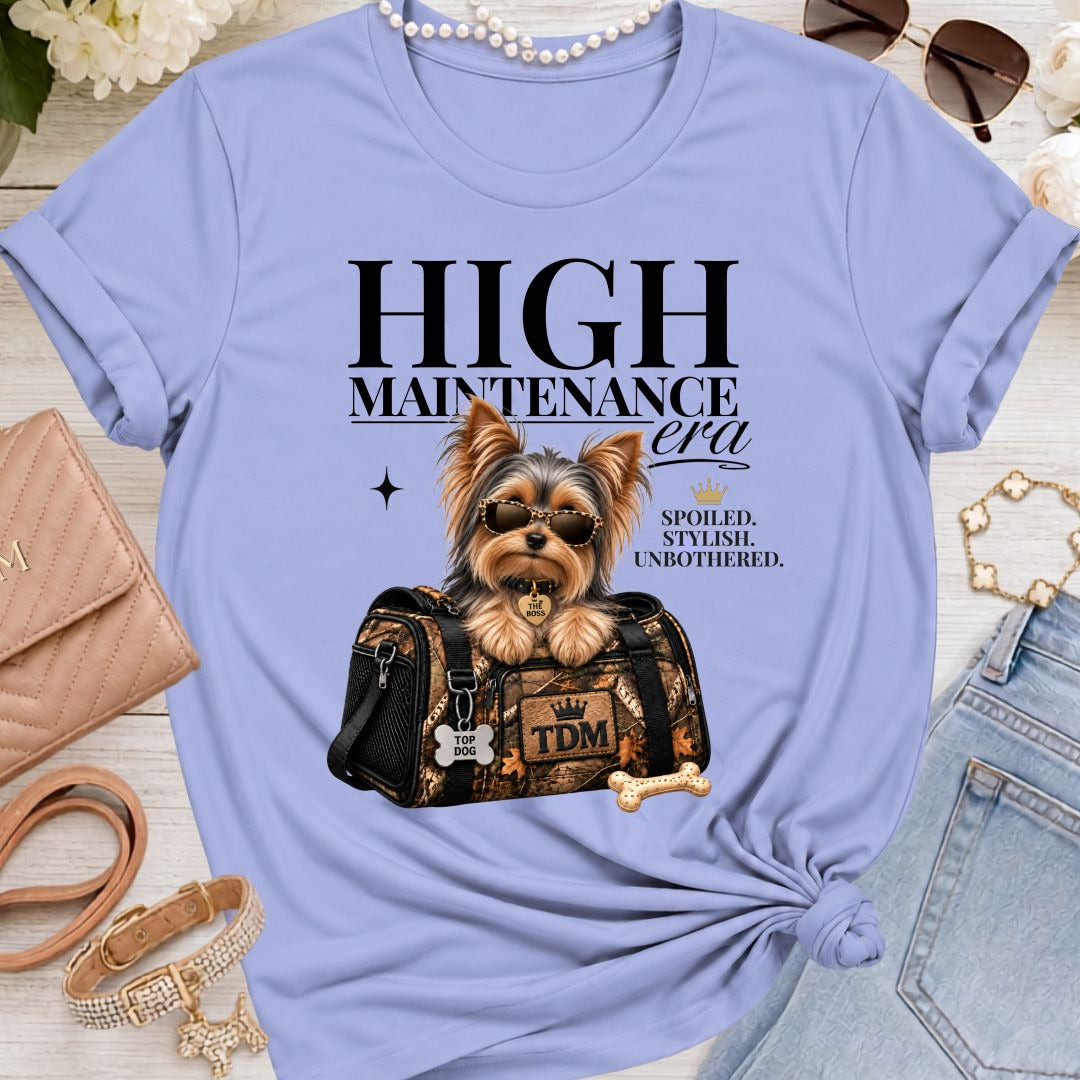 Yorkie | High Maintenance Camo T-Shirt - Lavender Blue