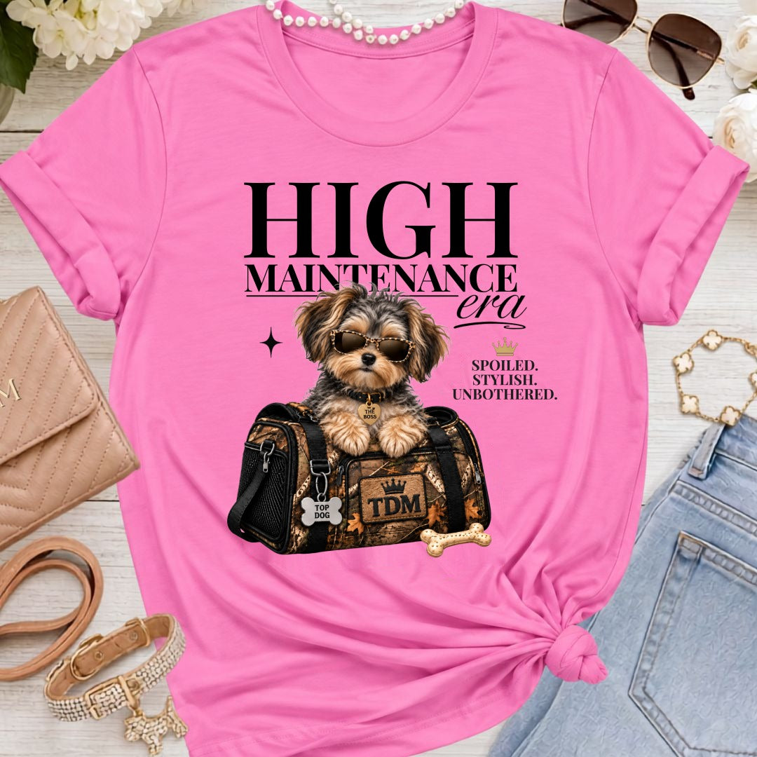 Yorkiepoo | High Maintenance Camo T-Shirt - Charity Pink