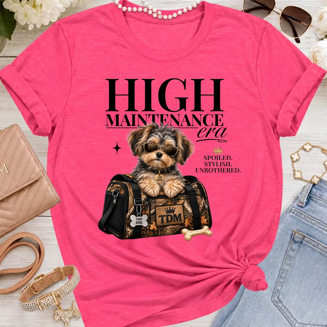 Yorkiepoo | High Maintenance Camo T-Shirt - Fuchsia
