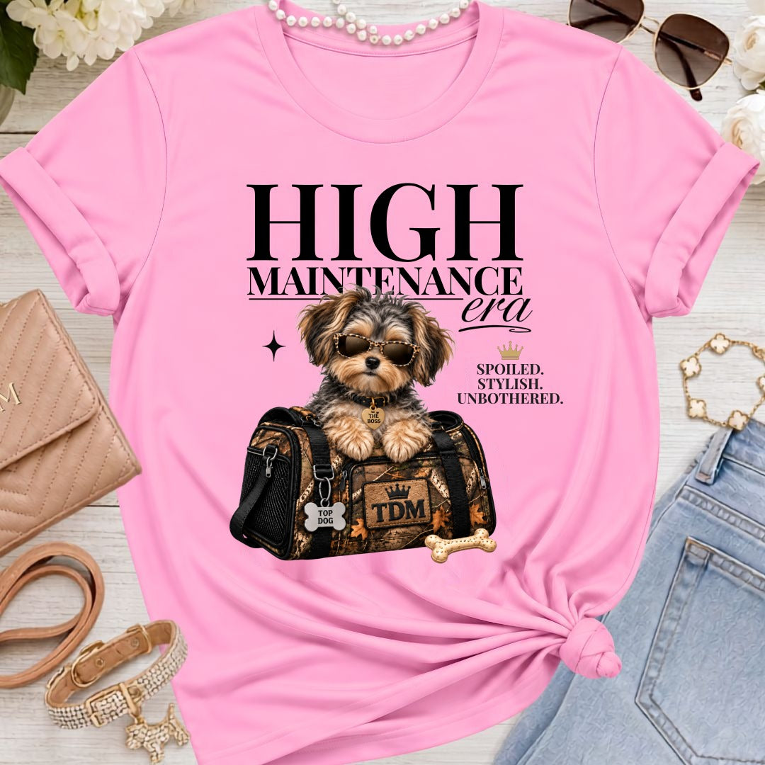 Yorkiepoo | High Maintenance Camo T-Shirt - Heather Bubble Gum