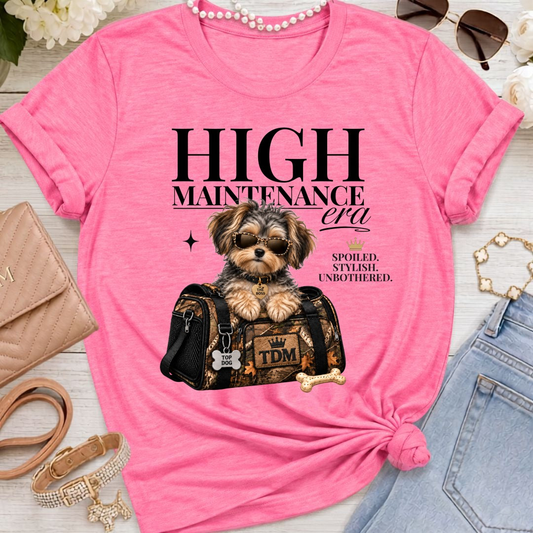 Yorkiepoo | High Maintenance Camo T-Shirt - Heather Charity Pink